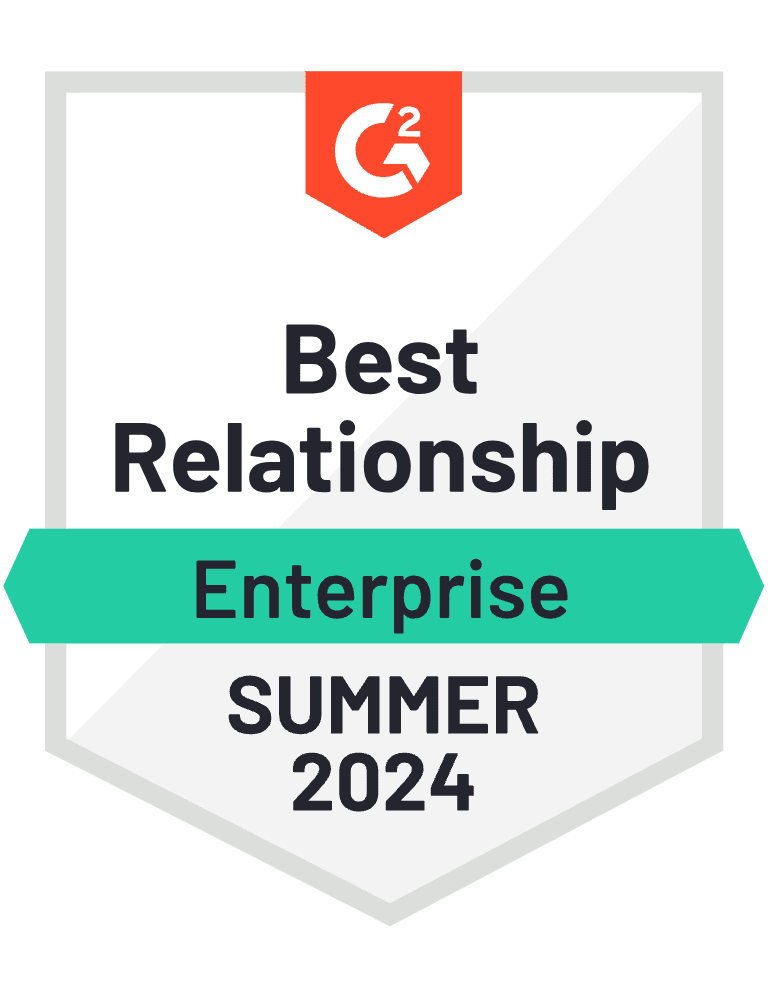 G2 Badge: Best Support - Creative Management Platform category - Enterprise - Spring 2024