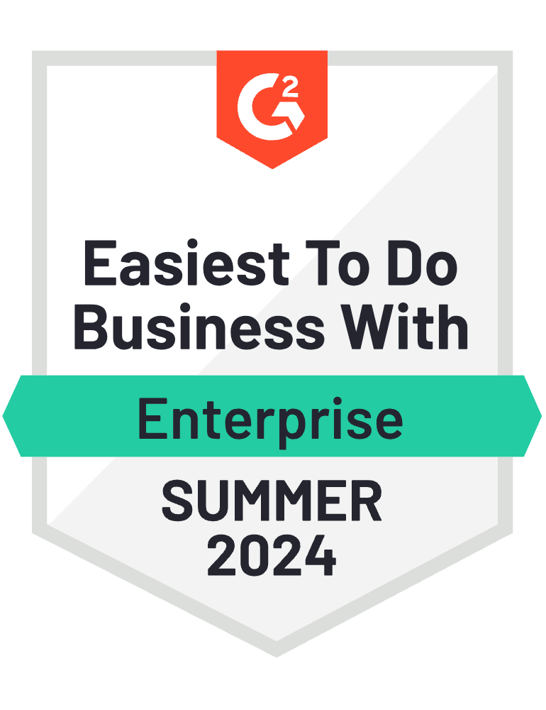 G2 Badge: Easiest to do Business with- Creative Management Platform category - Enterprise - Spring 2024