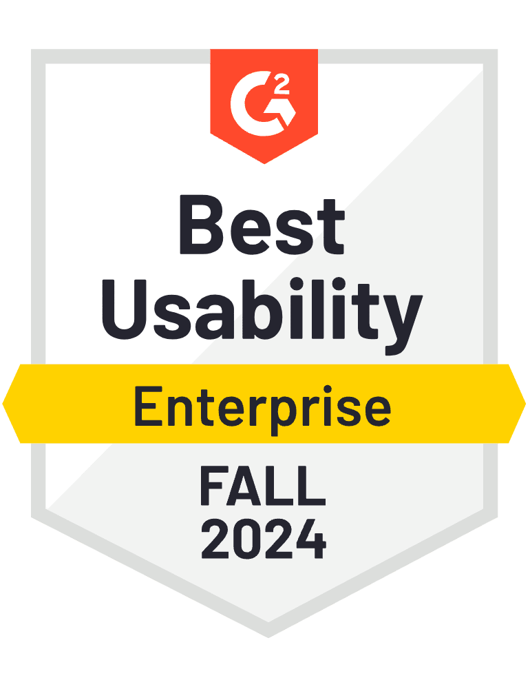 G2 Badge: Best Usability - Creative Management Platform category - Enterprise - Spring 2024